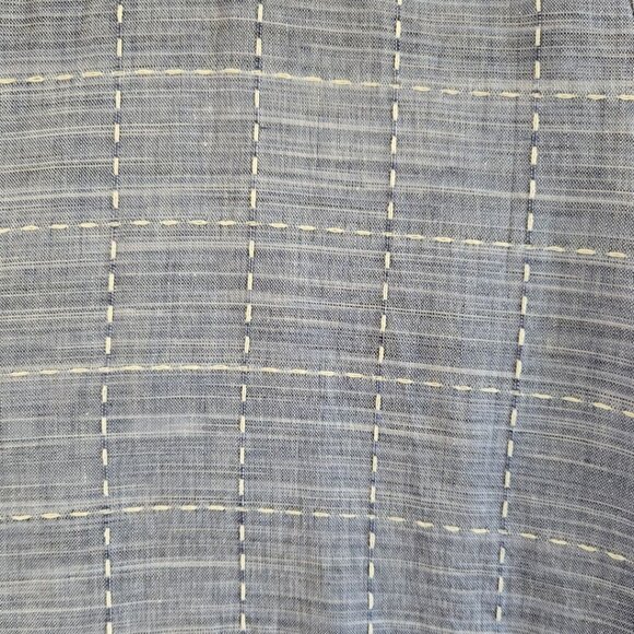 Loft Outlet Womens Medium Denim Plaid Cotton Tunic Top Long Sleeve V-Neck Collar - Picture 5 of 7